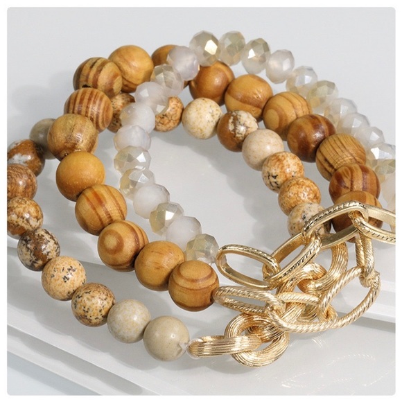 littlegypsie Jewelry - 3 Bracelets Combo in Wood & Jasper